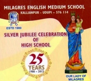 Invitation for the Silver Jubilee celebrations of Milagres Eng. Med. High School, Kallianpur