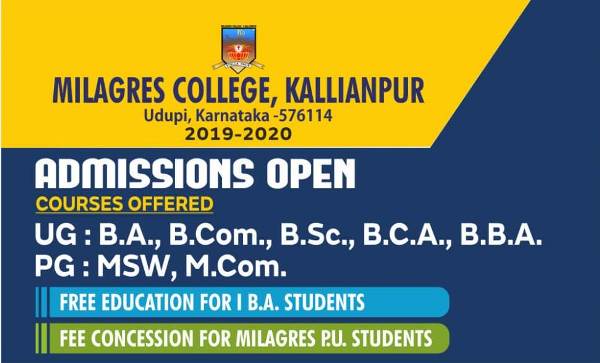 Admissions Open @ Milagres College, Kallianpur