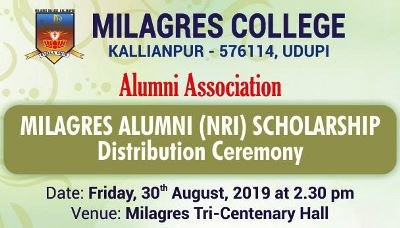 Milagres Alumni (NRI) Scholarship distribution on 30th August.