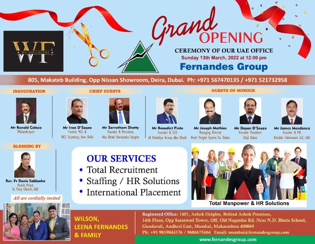 FERNANDES GROUP inaugurates its Overseas office at Deira, Dubai, UAE