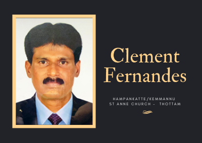 Obituary: Clement Fernandes (56), Hampankatte/Kemmannu - Thottam Church