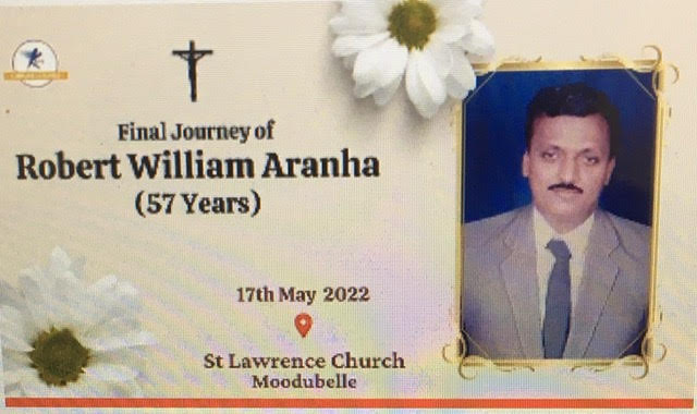 Final Journey Of Robert William Aranha (57 Years) | LIVE from Moodubelle