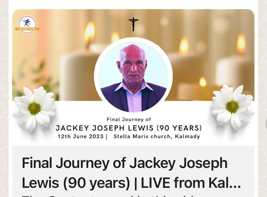 Final Journey of Jackey Joseph Lewis (90 years) | LIVE from Kalmady