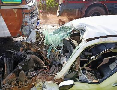 Lorry and car collide on NH 66, one dead, one serious.