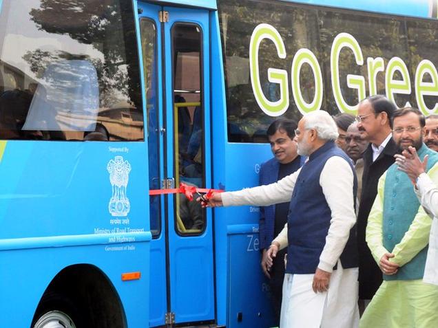 Modi inaugurates electric bus service for MPs