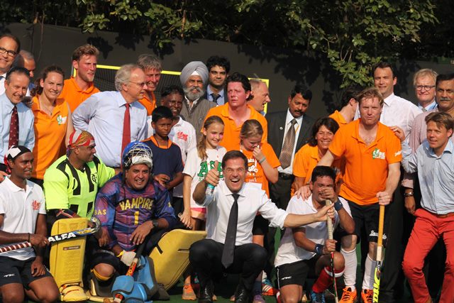 Hockey match between former Indian and Dutch players