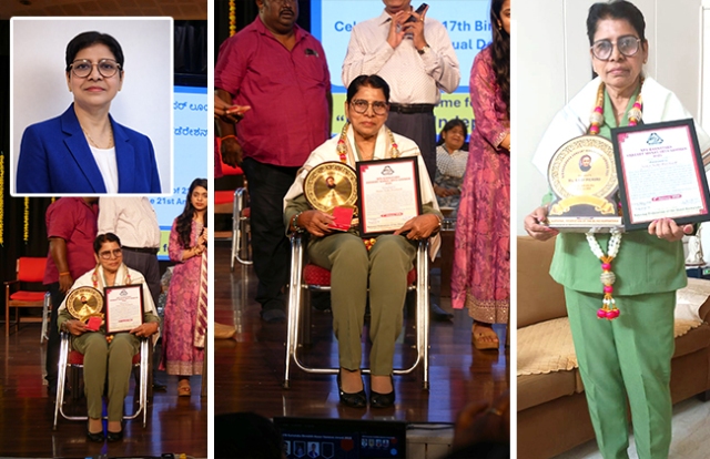 Ms. Nelly Prichard Honoured with NFB Shrest Manav Seva Samman in Bengaluru Ms. Nelly Prichard Honoured with NFB Shrest Manav Seva Samman in Bengaluru