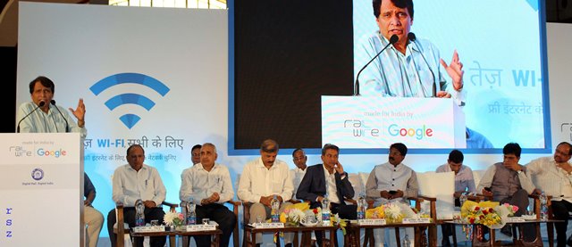 Railway Minister Suresh Prabhu Friday launched Googleâ€™s free Wi-Fi launched at Mumbai Central Station