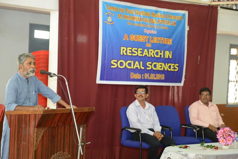 Guest Lecture on â€˜Research in Social Sciences and Developmentâ€™ at St Philomena College, Puttur