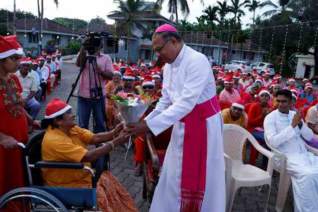 Bishop Peter Paul Saldanha Celebrates Christmas Joyously with St Anthony Ashram Residents