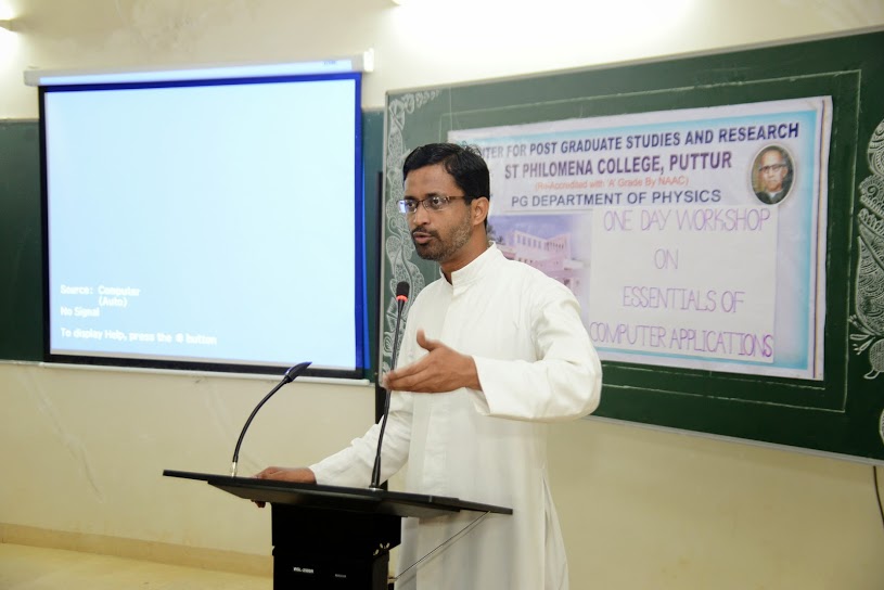 One day workshop held on Essentials of Computer Applications