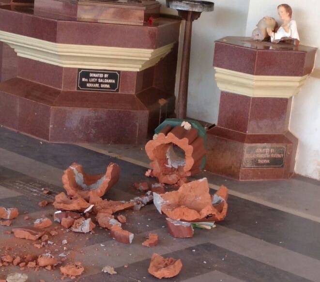 Miscreants vandalize Statue of St. Anthony at  Shirva Church