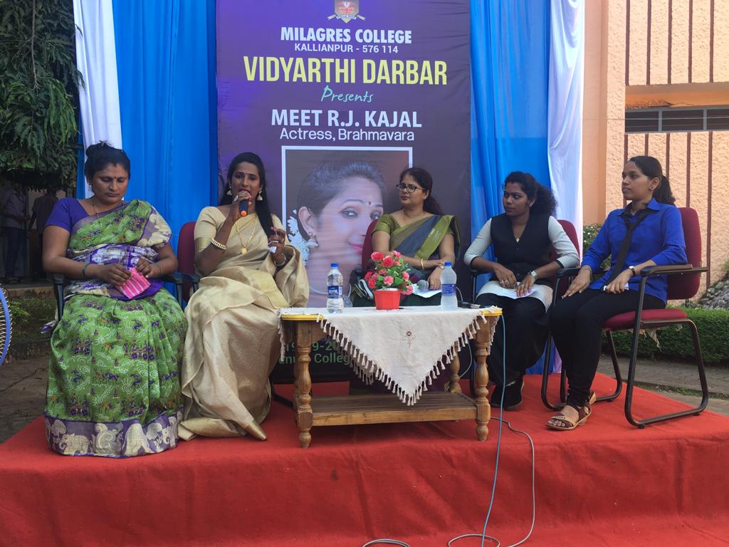 Acche Din will come when we get elected, predicts R J Kajal an transgender in Vidhyarthi Darbar at Milagres College