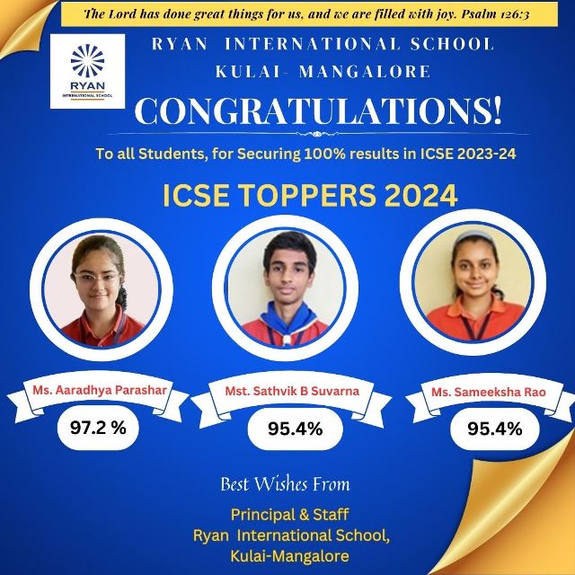 Ryan International School Kulai achieves 100% result in class X ICSE exam