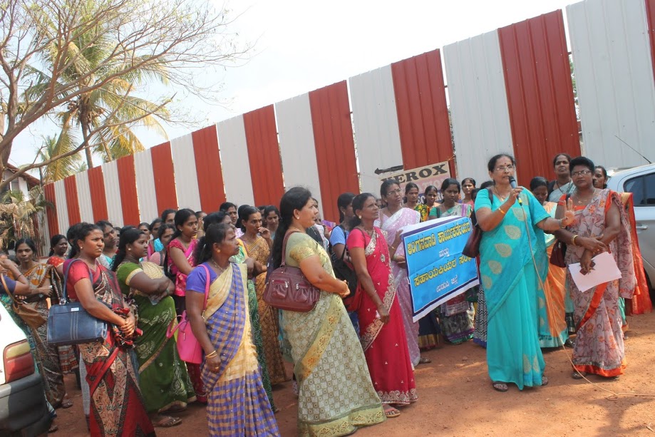 Udupi Taluk Anganwadi workers stagged protest at Tahsildaharâ€™s office