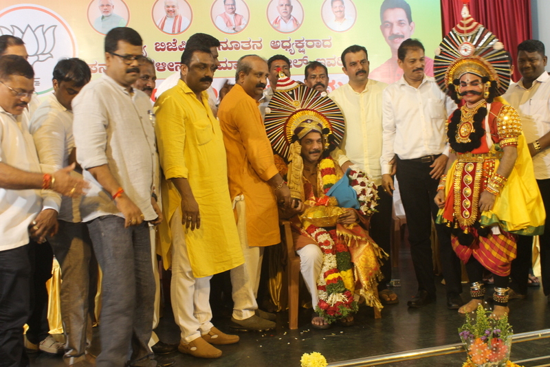 Newly appointed BJP state President Nalin Kumar felicitates by Udupi district BJP