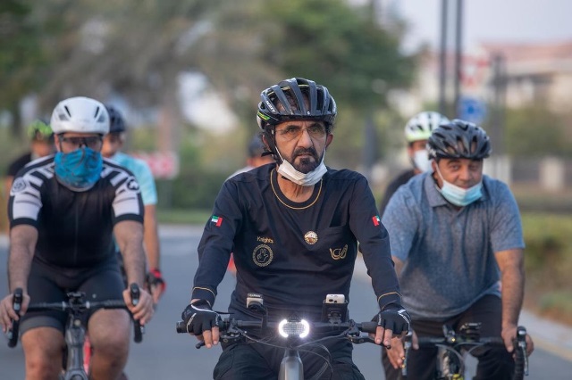 Sheikh Mohammed bin Rashid spotted cycling around Dubai Sheikh Mohammed bin Rashid spotted cycling around Dubai