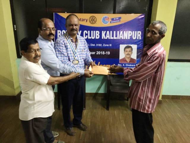 Throat Cancer patient get help fromRotary Club, Kallianpura
