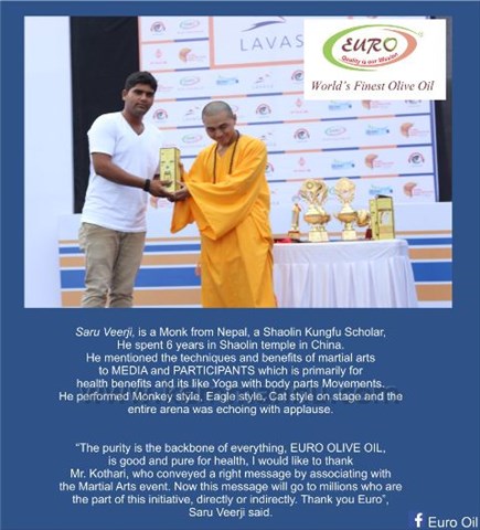 Martial Art Festival award winners at Lavasa gifted with the euro olive oil