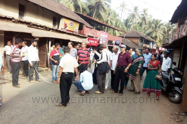 Preliminary survey conducted to widen Kemmannu Main Road.