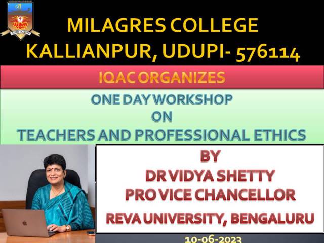 Milagres College Kallianpur IQAC Cell organises a one day workshop on the topic: