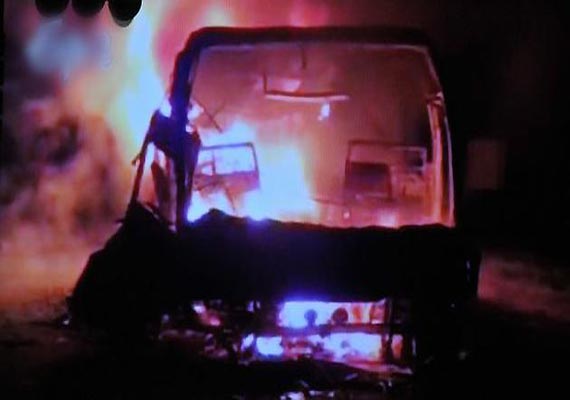 Lucky escape for passengers as Hyderabad-bound bus catches fire