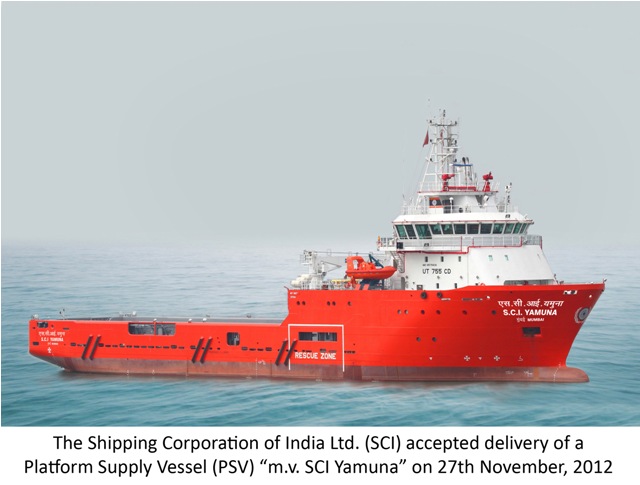 SCI accepted delivery of a Platform Supply Vessel