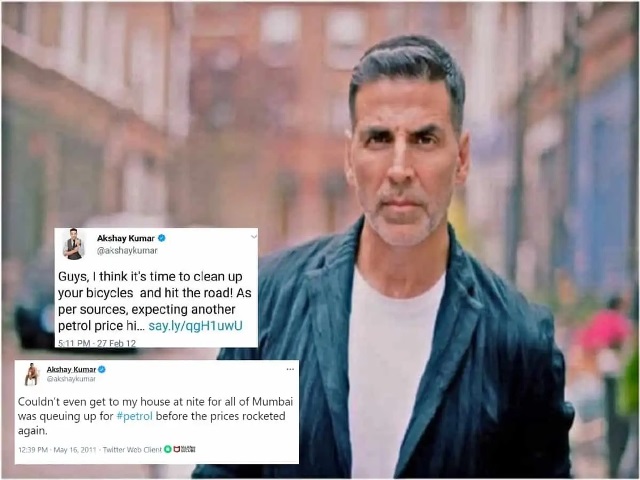 Petrol at ₹100 |‘Clean up your bicycles’: Akshay Kumar’s old tweet on fuel prices goes viral Petrol at ₹100 |‘Clean up your bicycles’: Akshay Kumar’s old tweet on fuel prices goes viral