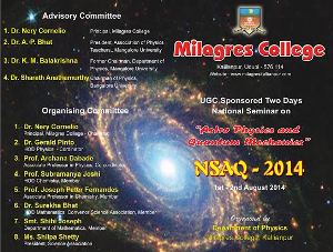 National level Seminar to be held at Milagres College on 1st & 2nd August