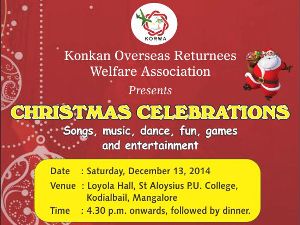 Konkan Overseas Returnees annual christmas celebrations on the 13th December.