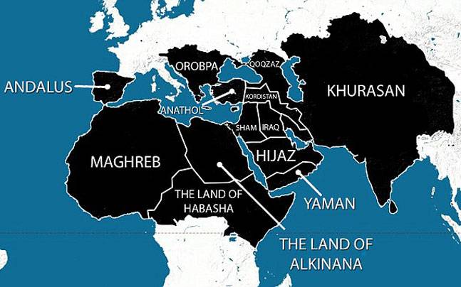 ISIS map of areas it wants to take over by 2020 includes India