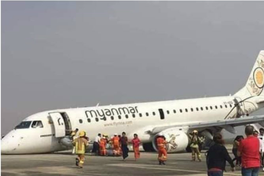 Myanmar plane in emergency touchdown as landing gear fails