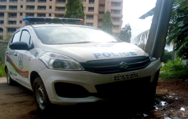 Bad roads; Police car rams against a tree