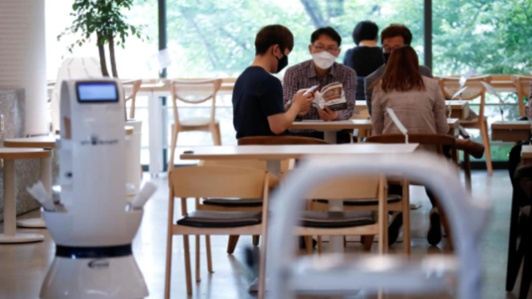 South Korean cafe follows social distancing by hiring robot barista